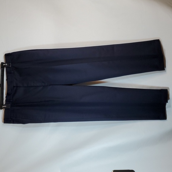 Men's Pleated Navy Blue Dress Pants - Picture 1 of 8